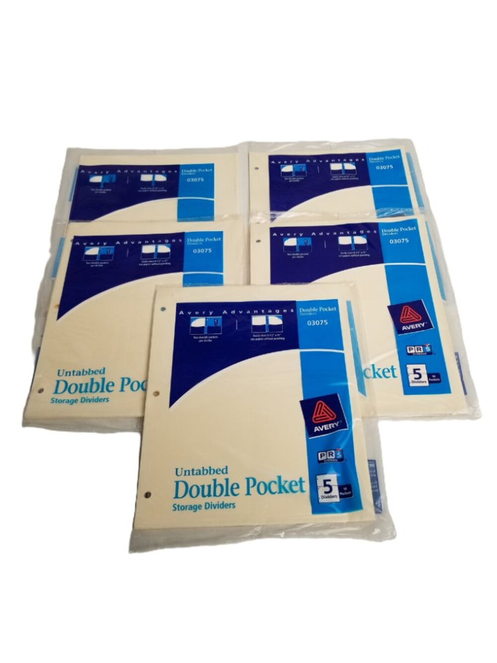 Avery 03075 Double Pocket Dividers 5 Pack Bundle Manila Binder Storage Organize